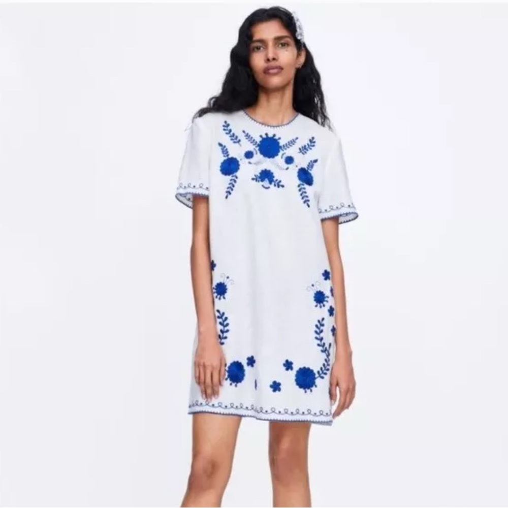 COPY - Zara linen embroidered Dress